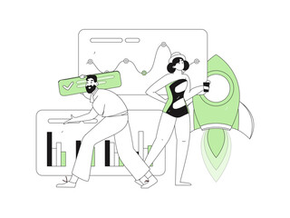 Flat vector illustration of business people operating work scene
