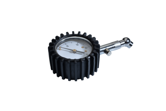 A tyre pressure gauge in isolated background
