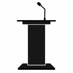 Black silhouette of a podium with microphone for public speaking