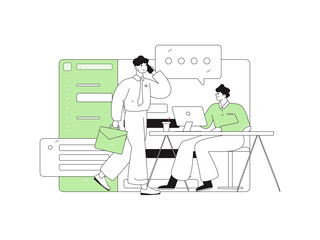 Flat vector illustration of business people operating work scene
