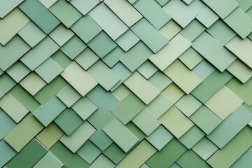 Abstract green geometric pattern with overlapping rectangles in various shades