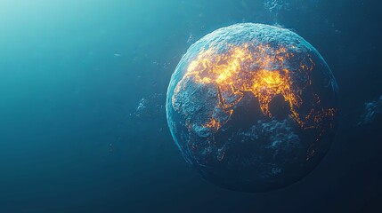 Earth engulfed in fiery destruction, a catastrophic view.