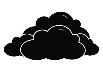 Fluffy Cumulus Clouds Black and White Silhouette Illustration, Cumulus Clouds Vector Silhouette Illustration in Black and White