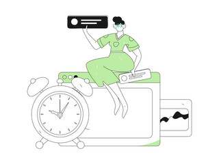 Flat vector illustration of business people operating work scene
