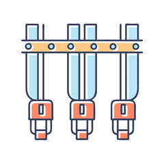 Schematic illustration of three fuel injectors sharing a common fuel rail