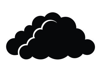 Fluffy Cumulus Clouds Black and White Silhouette Illustration, Cumulus Clouds Vector Silhouette Illustration in Black and White