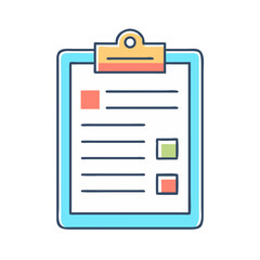 Illustration of a clipboard with checklist items on white background graphic design