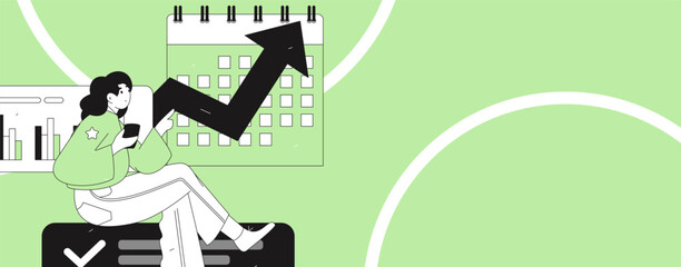 Flat vector illustration of business people operating work scene
