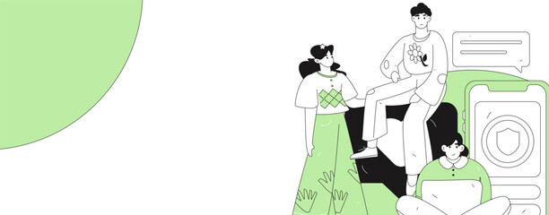 Flat vector illustration of business people operating work scene
