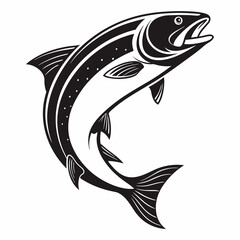 Salmon vector silhouette black design white background