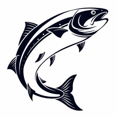 Salmon vector silhouette black design white background