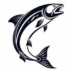 Salmon vector silhouette black design white background