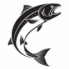Salmon vector silhouette black design white background