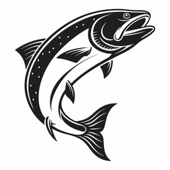 Salmon vector silhouette black design white background