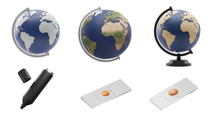 Fototapeta premium 3D School Globes and Markers - School Theme