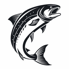Salmon vector silhouette black design white background