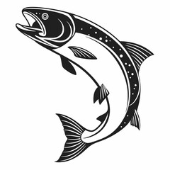 Salmon vector silhouette black design white background