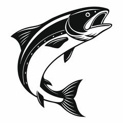 Salmon vector silhouette black design white background