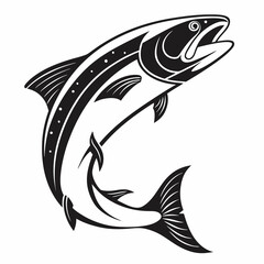 Salmon vector silhouette black design white background