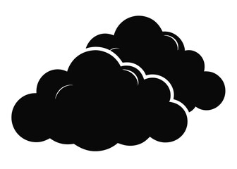 Fluffy Cumulus Clouds Black and White Silhouette Illustration, Cumulus Clouds Vector Silhouette Illustration in Black and White