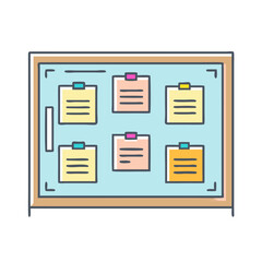 Colorful Bulletin Board with Notes Pinned for Reminders and Organization Purposes