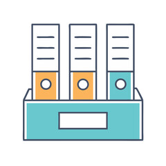 Document storage with lever arch files in a filing box illustration