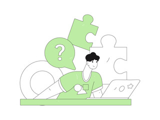 Flat vector illustration of business people operating work scene
