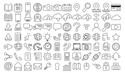 A blueprint of digital tools icons for modern tech  communication minimalist  clean