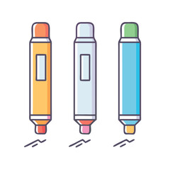 Colorful Marker Set Vector Illustration for Office, School, and Art Supplies