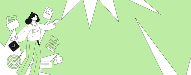 Flat vector illustration of business people operating work scene
