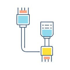 Abstract Vector Illustration of a Colorful Network Cable and Connector