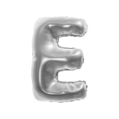 INFLATED 3D LETTER ISOLATED ON WHITE, PNG TRANSPARENT alphabet png 3D RENDERING, SILVER COLOR