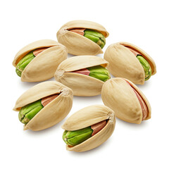 pistachio nuts on white background