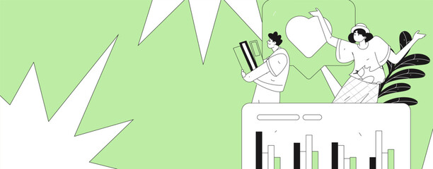 Flat vector illustration of business people operating work scene
