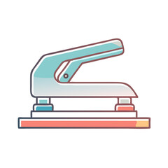 Simple Illustrated Light Blue Hole Punch with Brown Outline Isolated on White