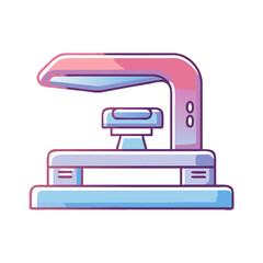 Stylish retro vector illustration of a blue and pink stapler on white