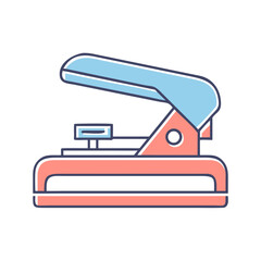 Stylized Blue and Peach Stapler Illustration with Bold Outlines for Stationery Needs