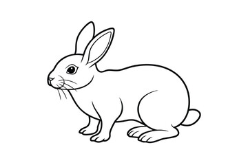 A cute cartoon bunny silhouette vector illustration, cartoon rabbit line art vector design