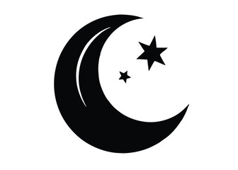 Crescent Moon and Stars Minimal Vector