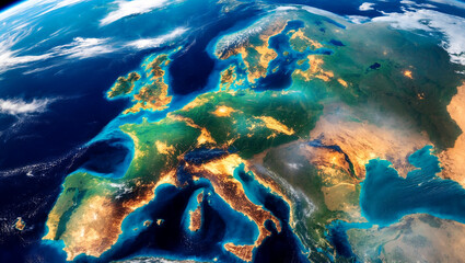 Obraz premium Stunning view of earth and europe from space