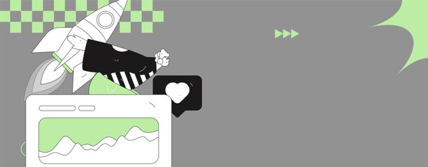 Flat vector illustration of business people operating work scene
