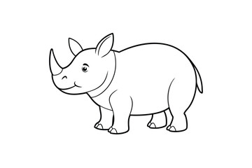 Obraz premium Rhino line art illustration on white background