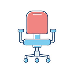 Colorful illustration of a simple and ergonomic office chair with armrests