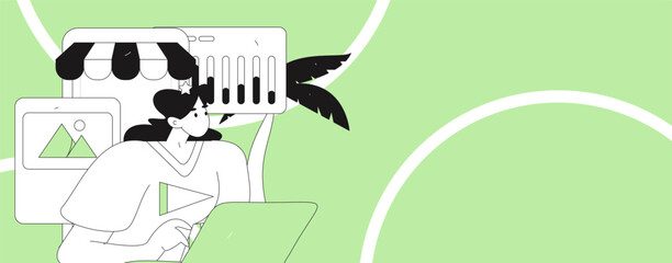 Flat vector illustration of business people operating work scene
