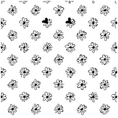 Seamless Hand-Drawn Daisies Vector Illustration