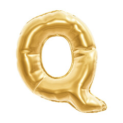 INFLATED LETTER ISOLATED ON WHITE, PNG TRANSPARENT alphabet png 3D RENDERING, GOLD COLOR