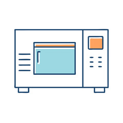 Fototapeta premium Stylized cartoon microwave oven with window, timer and control panel buttons