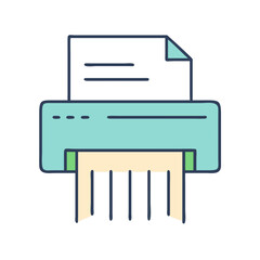 Illustration of a paper shredder destroying confidential documents, a symbol of security