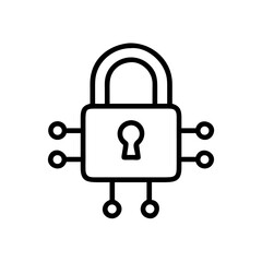 Cybersecurity Padlock with Circuit Nodes Icon Design