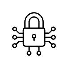 Cybersecurity Padlock with Circuit Nodes Icon Design